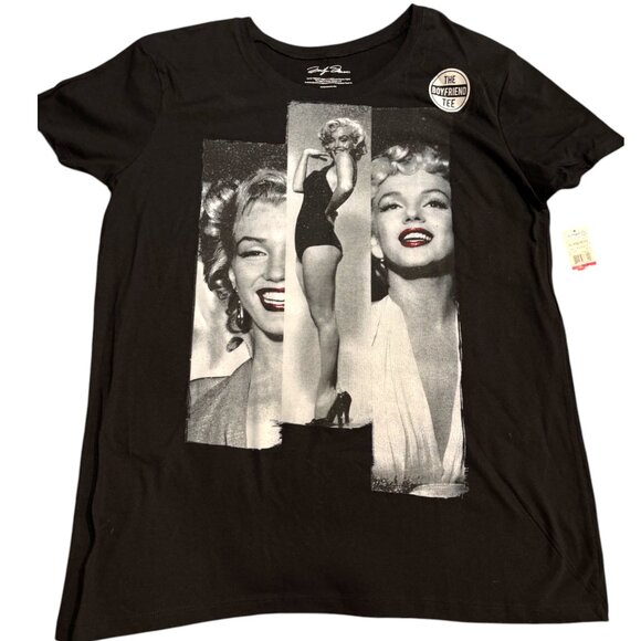 Marilyn Monroe Juniors sz XL short sleeve black t-shirt the Boyfriend Tee NWT - Picture 5 of 8